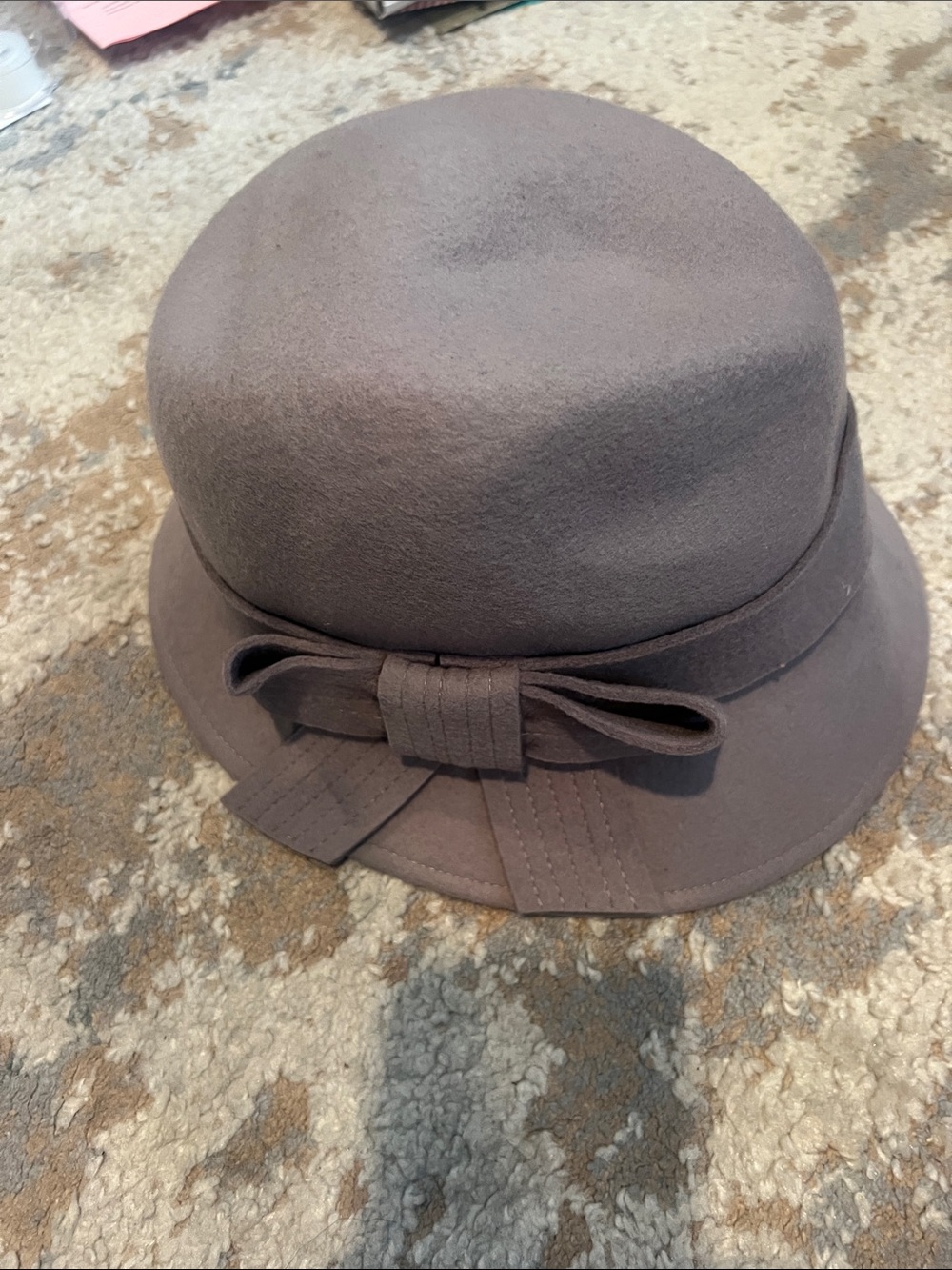 GAP Women's Brown Felt Cloche Hat with Bow Trim